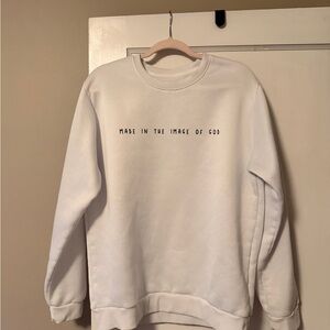 White Crewneck Sweatshirt with 'Made In The Image Of God' Text